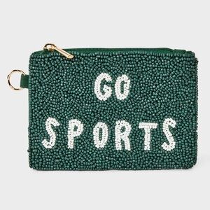 Universal Thread Green and White Beaded Clutch NEW